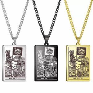 Death  Stainless Steel Tarot Card Necklace